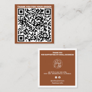 Moderner QR-Code danke bestellen Terracotta Quadratische Visitenkarte