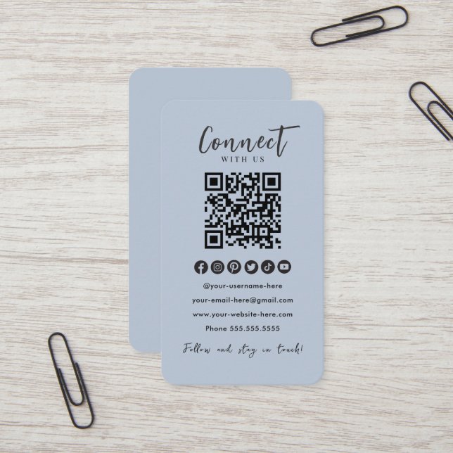 Moderner QR-Code der Navy in Verbindung mit den so Visitenkarte (Vorderseite/Rückseite Beispiel)