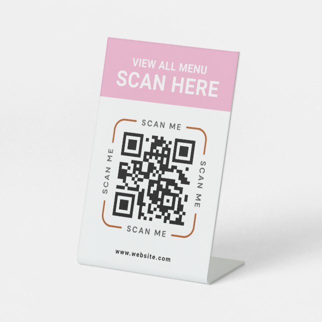 Moderner QR-Code | Digitales Menütisch-Schild Sockelschild (Vorderseite)