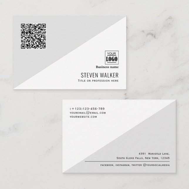 Moderner QR-Code Einfaches Berufliches Unternehmen Visitenkarte (Vorne/Hinten)