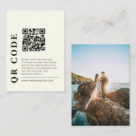 Moderner QR-Code Elegantes Hochzeitdetails-Foto Begleitkarte