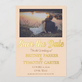 Moderner QR-Code Foto Champagne Elfenbein Hochzeit Folieneinladung