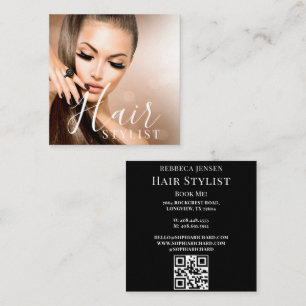Moderner QR-Code für 1 Foto-Haarstylist Makeup Art Quadratische Visitenkarte
