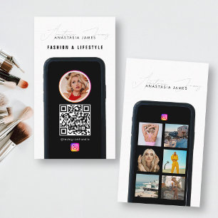 Moderner QR-Code für 6 Foto Gefüttert Grid Social  Visitenkarte