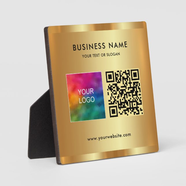 Moderner QR-Code für benutzerdefinierte Textlogos Fotoplatte (Vorderseite)