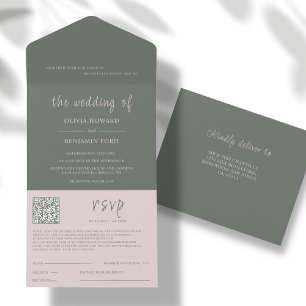 Moderner QR-Code für Blush & Moss All In One Einladung