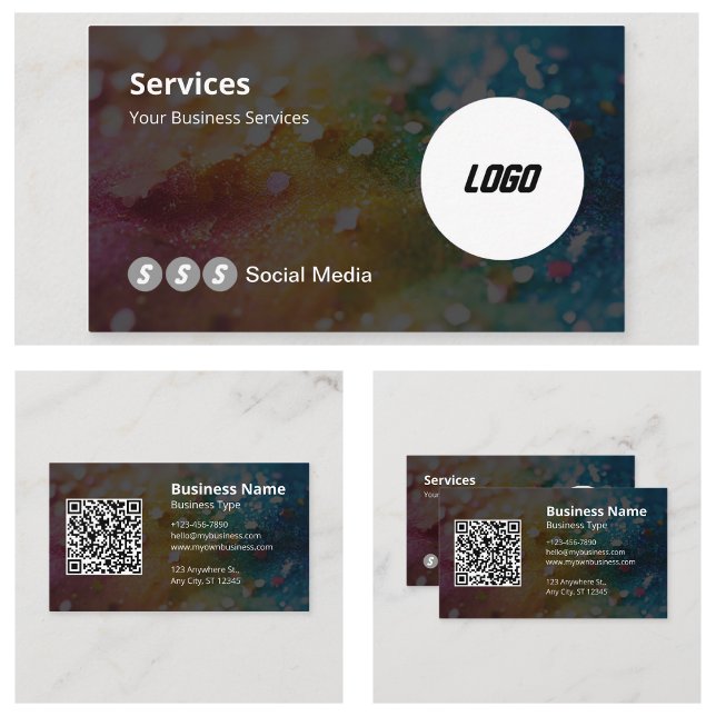 Moderner QR-Code für das Scannen von Logos Visitenkarte (Modern Logo Scannable QR Code Business Cards)