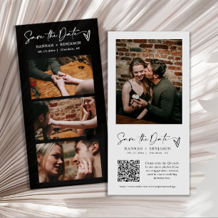 Moderner QR-Code für den schwarzen Foto Save The Date
