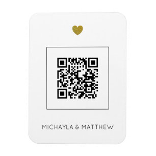 Moderner QR-Code für die Einladung von White Weddi Magnet