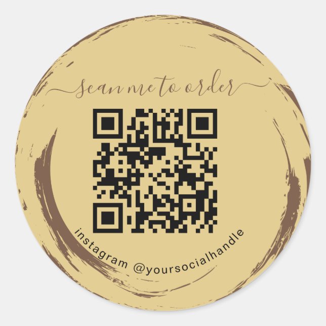 Moderner QR-Code für ein Coffeeshop Runder Aufkleber (Vorderseite)