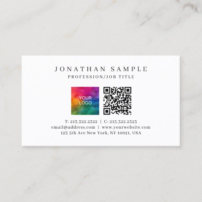 Moderner QR-Code für elegante Vorlage Hochladen Ih Visitenkarte (Vorderseite)