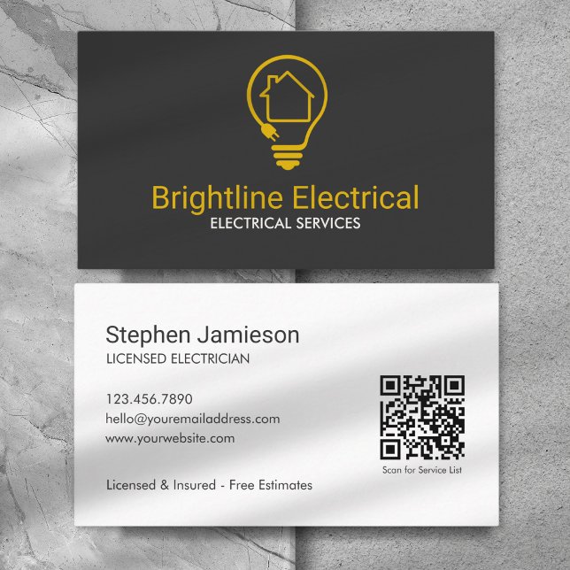 Moderner QR-Code für Elektroinstallateure  Visitenkarte (Von Creator hochgeladen)