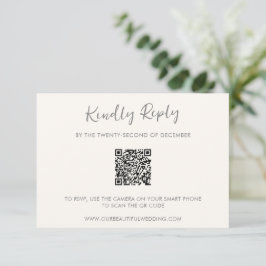 Moderner QR Code für Elfenbein Einfache Hochzeit RSVP Karte
