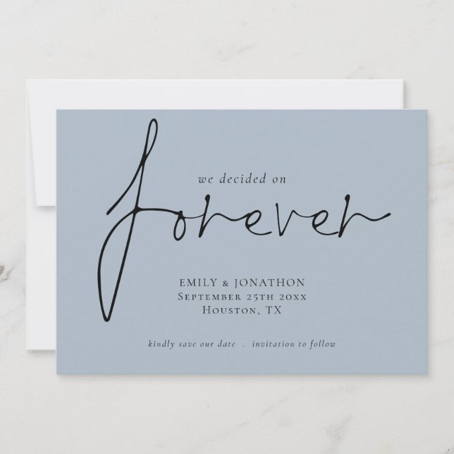 Moderner QR-Code für Forever Blue Rett Date Save The Date (Vorderseite)