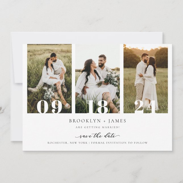 Moderner QR-Code für Fotomaterial Save the Date Einladung (Vorderseite)