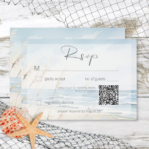 Moderner QR-Code für Hochzeiten am Meer RSVP Karte