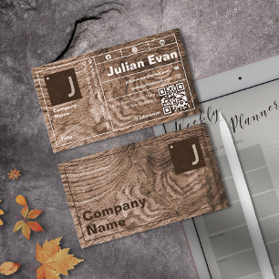Moderner QR-Code für holzgraue Typografie Visitenkarte