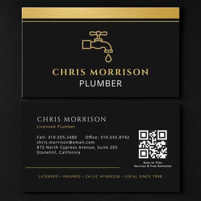 Moderner QR-Code für Klempner Visitenkarte (Von Creator hochgeladen)
