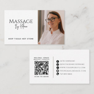 Moderner QR-Code für Massagetherapeuten-Foto Visitenkarte