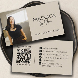 Moderner QR-Code für Massagetherapeuten-Foto Visitenkarte