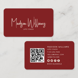 Moderner QR-Code für minimale Lebensdauer Cherry Visitenkarte