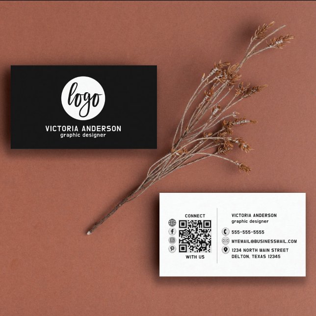 Moderner QR-Code für minimale weiße und schwarze L Visitenkarte (Von Creator hochgeladen)