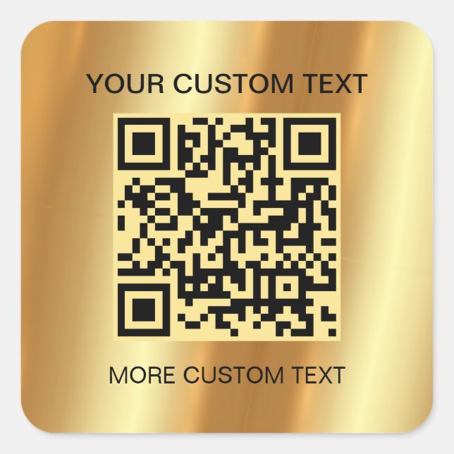 Moderner QR-Code für moderne Gold-Vorlagen Quadratischer Aufkleber (Vorderseite)