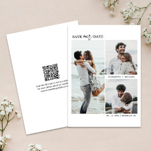 Moderner QR-Code für Multi-Fotos Save the Date Hoc Einladung