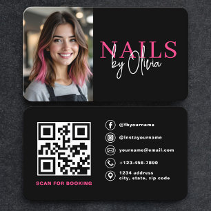 Moderner QR-Code für Nageltechniker-Fotos Visitenkarte