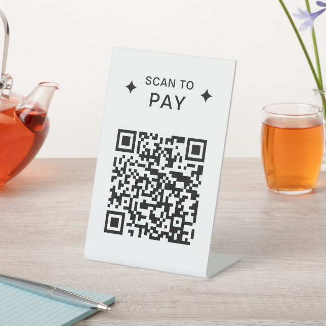 Moderner QR-Code für Restaurants scannen, um einfa Sockelschild (In SItu)
