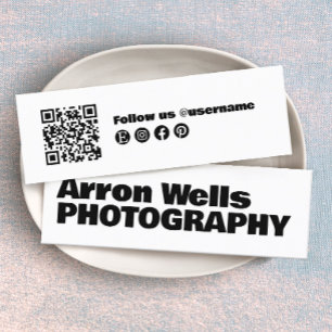 Moderner QR-Code für Schwarz und Weiß Mini Visitenkarte