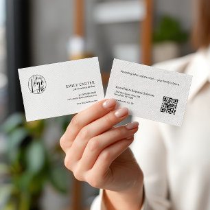Moderner QR-Code für Schwarz-weiße Lebensversicher Visitenkarte