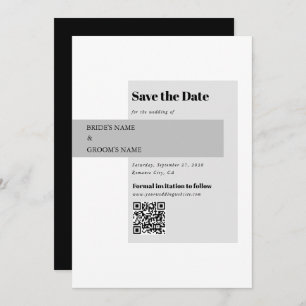 Moderner QR-Code für Schwarzweiß-Hochzeiten Save The Date