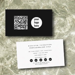 Moderner QR-Code für Social Media-Logos für Schwar Visitenkarte