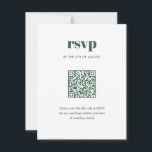 Moderner QR-Code für umweltfreundliche Mix-Match RSVP Karte<br><div class="desc">Die moderne Green Trendy Mix Match Wedding QR Code RSVP Card zeichnet sich durch moderne,  fett-moderne Paarungen aus.</div>