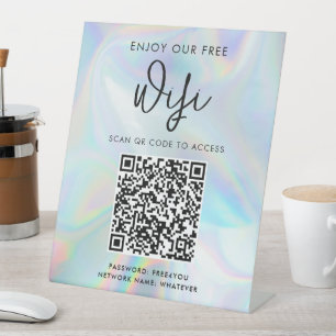 Moderner QR-Code für Unternehmen - Holografischer Sockelschild