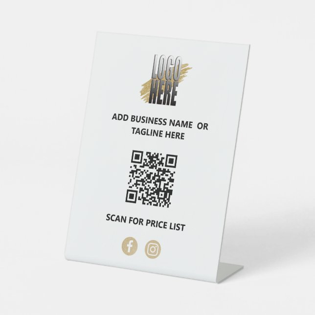 Moderner QR-Code für Unternehmen mit Logo Sockelschild (Vorderseite)