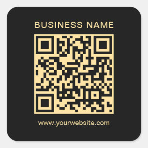 Moderner QR-Code für Unternehmen - Schwarz und Gol Quadratischer Aufkleber