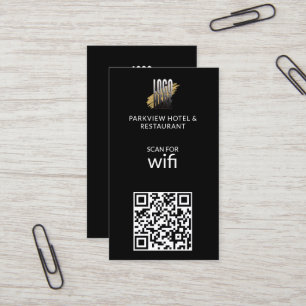Moderner QR-Code für Wifi-Logos in Schwarz Visitenkarte