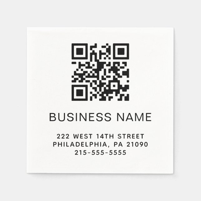 Moderner QR-Code Geschäftsname oder Logo Serviette (Vorderseite)