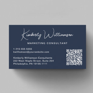 Moderner QR-Code im Schriftstil Professional Blau Visitenkarte