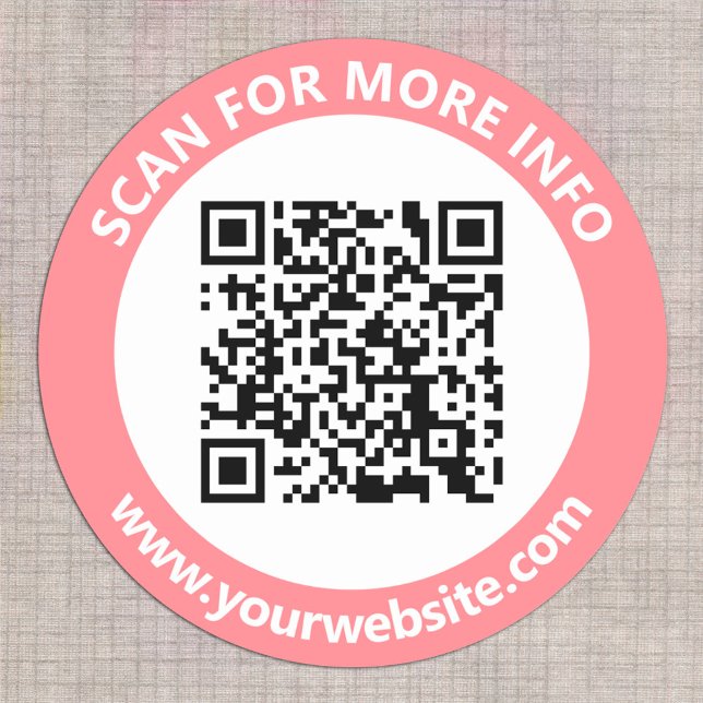 Moderner QR-Code personalisierter Text Rosa Schwar Runder Aufkleber (Von Creator hochgeladen)