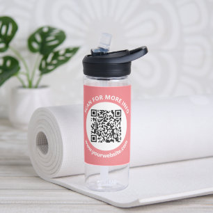 Moderner QR-Code, personalisierter Text, Rosa und Trinkflasche