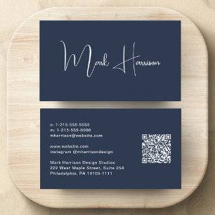 Moderner QR-Code Professional Blau Visitenkarte