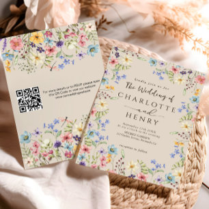 Moderner QR-Code Rustikale Einfache Wildblume Hoch Einladung