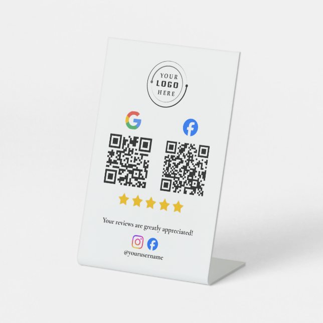 Moderner QR-Code Social Media | Benutzerdefinierte Sockelschild (Vorderseite)