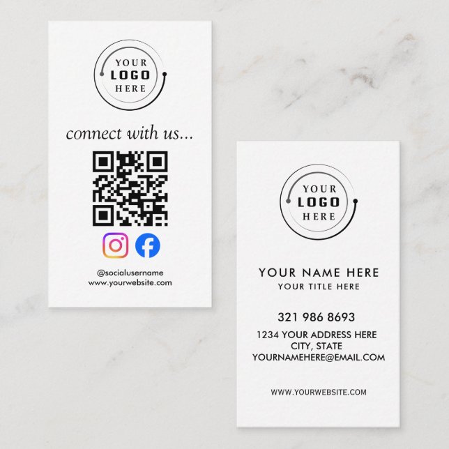 Moderner QR-Code Social Media | Benutzerdefinierte Visitenkarte (Vorne/Hinten)
