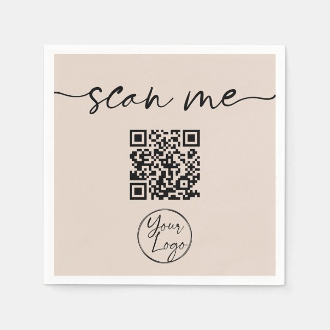 Moderner QR Code Tan Serviette (Vorderseite)