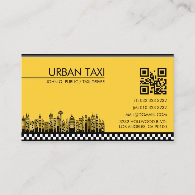Moderner QR Code Taxi Treiber Visitenkarte (Vorderseite)