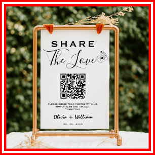 Moderner QR-Code Teile die Liebe Hochzeitsschild Poster